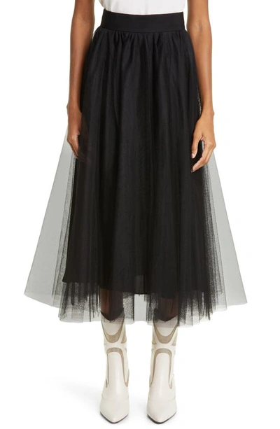 Zimmermann High-waisted Tulle Midi Skirt In Black