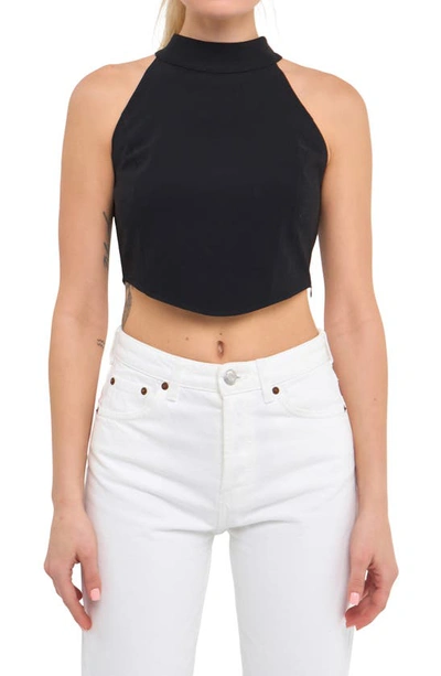 Endless Rose Halter Neck Crop Top In Black