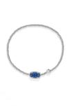 Kendra Scott Grayson Crushed Gemstone Charm Beaded Stretch Bracelet In Rhodium Plated In Silver Blue Dumortierite