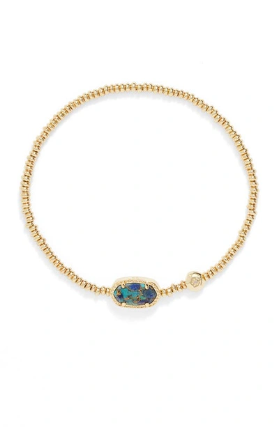 Kendra Scott Grayson Beaded Stretch Bracelet In Gold Bronze Veined Turquoise