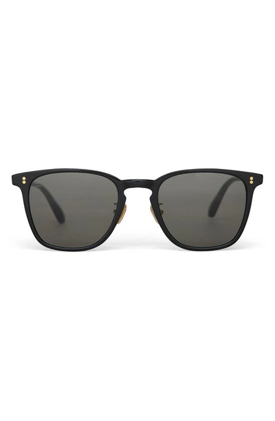 Toms Emerson 51mm Round Sunglasses In Shiny Black/ Dark Grey