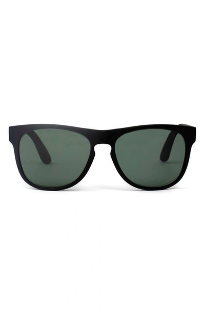 Toms Traveler Manu 57mm Polarized Round Sunglasses In Matte Black/ Green Grey Polar
