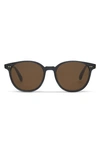 Toms Bellini 52mm Round Sunglasses In Black Teal Satin/brown