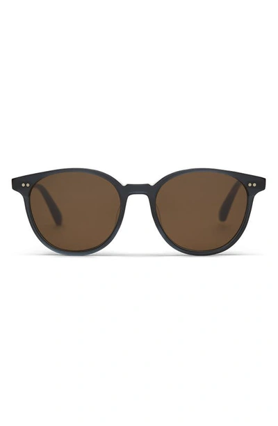 Toms Bellini 52mm Round Sunglasses In Black Teal Satin/brown