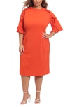 Donna Morgan Ruffle Sheath Dress In Paprika