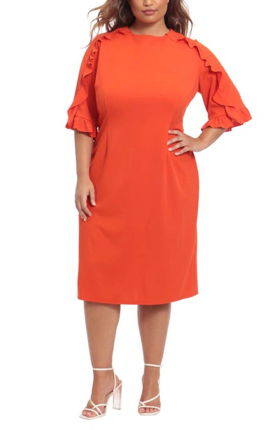Donna Morgan Ruffle Sheath Dress In Paprika