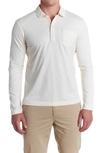 Billy Reid Pensacola Long Sleeve Organic Cotton Pocket Polo In Tinted White