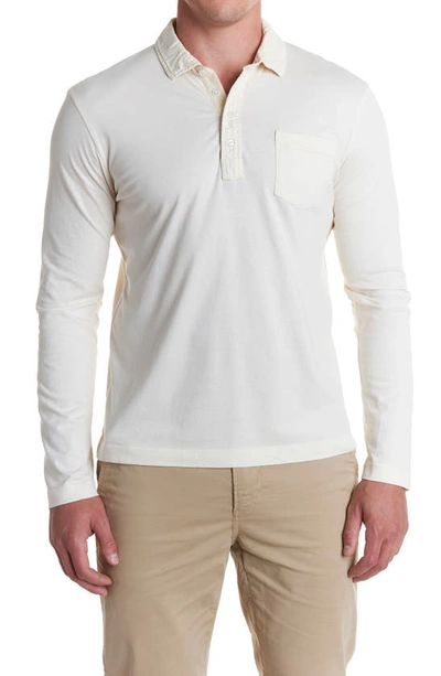 Billy Reid Pensacola Long Sleeve Organic Cotton Pocket Polo In Tinted White