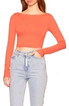 Susana Monaco Scoop Back Crop Top In Cherry Blossom