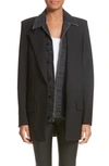 Alexander Wang Denim & Wool Blend Layered Jacket In Black