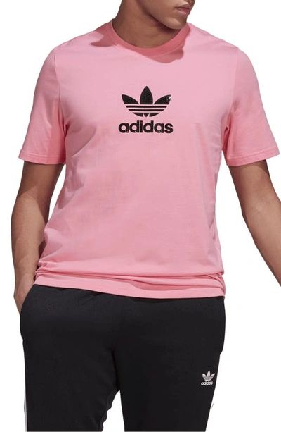 Adidas Originals Embellished Trefoil Appliqué T-shirt In Bliss Pink