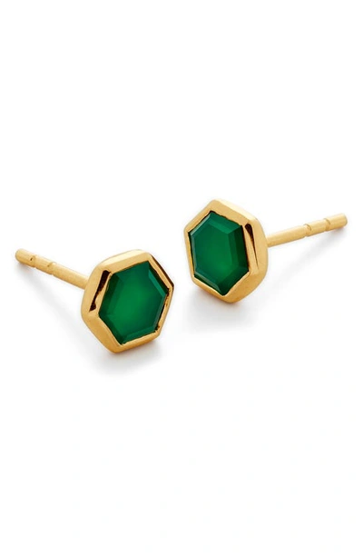 Monica Vinader X Kate Young Gemstone Stud Earrings In Gold