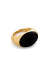 Monica Vinader X Kate Young Onyx Dome Ring In 18ct Gold Vermeil On Sterling