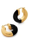 Monica Vinader Gold Kate Young Half Gemstone Small Hoop Earrings Black Onyx In 18ct Gold Vermeil On Sterling