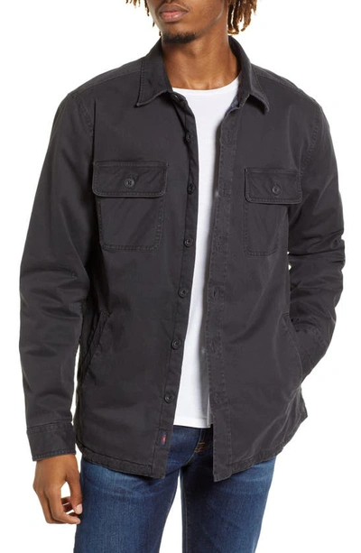 Faherty Stretch Blanket Lined Cpo Shirt Jacket In Washed Black