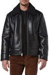 Andrew Marc Cadman Faux Shearling Pilot Jacket In Black