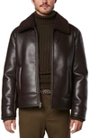 Andrew Marc Cadman Faux Shearling Pilot Jacket In Brown