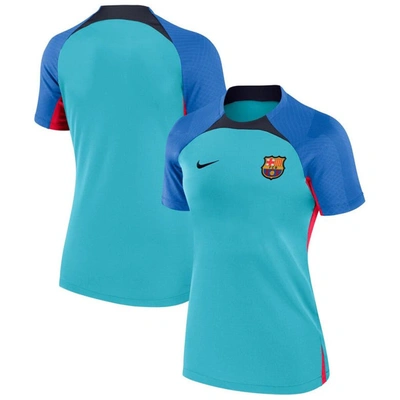Nike Fc Barcelona Strike  Women's Dri-fit Short-sleeve Soccer Top In Blue