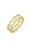 Bony Levy Varda Link Dual Row Diamond Ring In 18k Yellow Gold