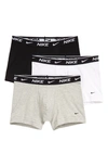 Nike Dri-fit Essential Cotton Stretch 3 Pack Boxer Briefs With Fly In Multi In White/grey/blk