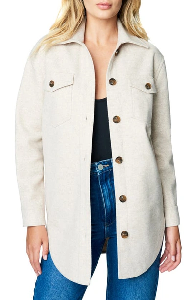 Blanknyc Brushed Fleece Button-up Longline Shacket In All Around