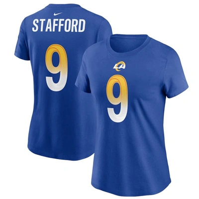 Nike Women's Matthew Stafford Royal Los Angeles Rams Name Number T-shirt