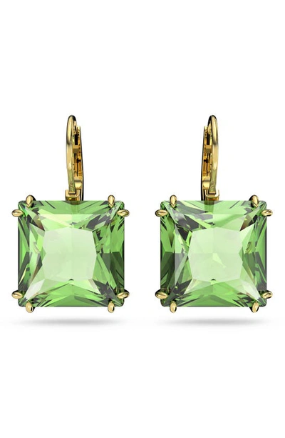 Swarovski Millenia Goldplated Square-cut Crystal Earrings In Green