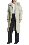 Topshop Longline Puffer Coat In Light Green