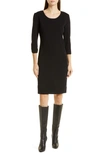 Misook 3/4-sleeve Knit Sheath Dress In Black