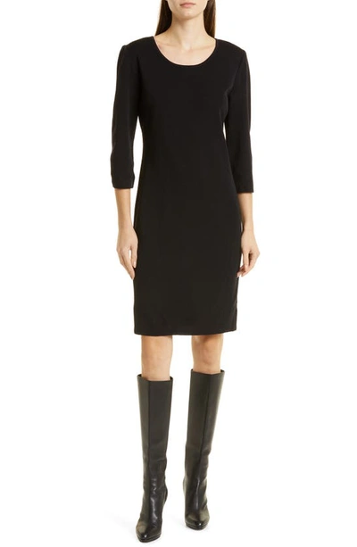 Misook 3/4-sleeve Knit Sheath Dress In Black