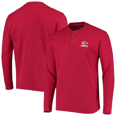 DUNBROOKE DUNBROOKE RED KANSAS CITY CHIEFS LOGO MAVERICK THERMAL HENLEY LONG SLEEVE T-SHIRT