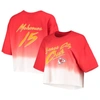 MAJESTIC MAJESTIC THREADS PATRICK MAHOMES RED/WHITE KANSAS CITY CHIEFS DIP-DYE PLAYER NAME & NUMBER CROP TOP