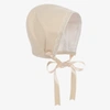 FOQUE GIRLS BEIGE COTTON BONNET