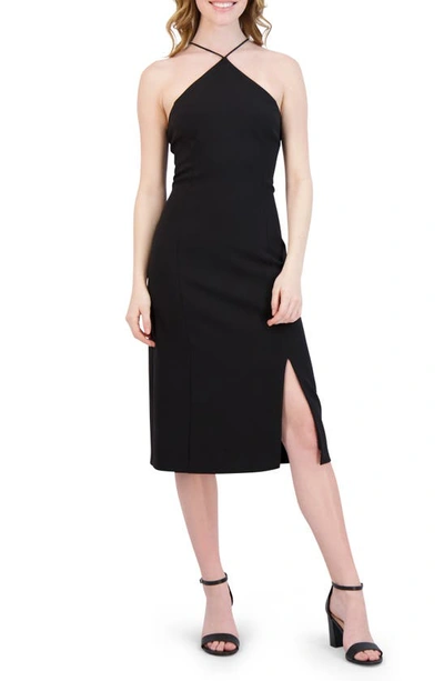 Julia Jordan Halter Neck Sheath Midi Dress In Black