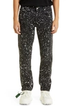 Off-white Man Black Skinny Jeans With Paint Effect Print In Black/ White