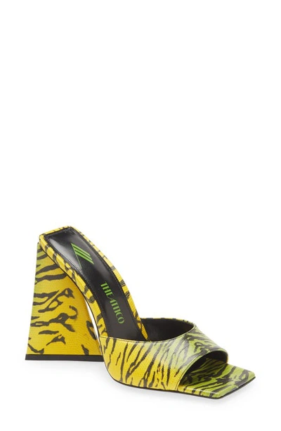 Attico Devon 120mm Leopard-print Mules In Green/yellow