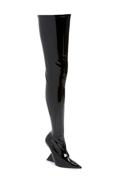 Attico Cheope Stretch Over The Knee Boot In Nero