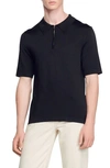 Sandro Knitted Polo Shirt In Black