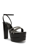 Schutz Piper Ankle Strap Platform Sandal In Black/ Cristal/ Black