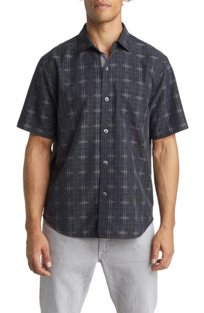 Tommy Bahama Coconut Point Concord Islandzone® Plaid Short Sleeve Button-up Shirt In Black