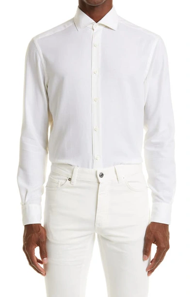 ZEGNA ZEGNA CASHCO COTTON & CASHMERE BUTTON-UP SHIRT
