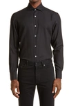 Zegna Cashco Spread-collar Cotton-blend Twill Shirt In Black