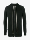 Rick Owens Hooded Zip-up Cashmere Cardigan In Black