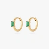 Studs Baguette Huggie In Gold/green