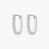 Studs Medium Pave Oval Hoop In Silver/clear
