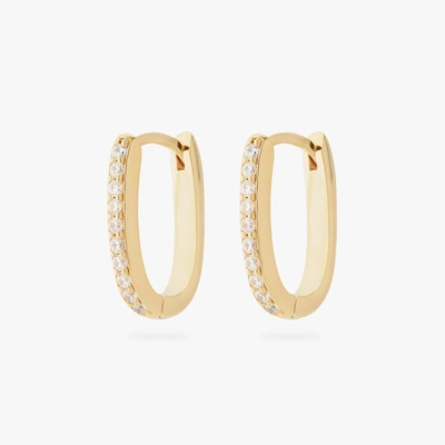 Studs Medium Pave Oval Hoop In Gold/clear