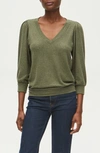 Michael Stars Gabriella V-neck 3/4-sleeve Sweatshirt In Heather Tarragon
