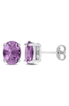 Delmar Sterling Silver Oval Simulated Alexandrite Stud Earrings In Purple