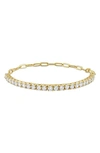 Delmar Cz Half-and-half Tennis Bracelet In Yellow