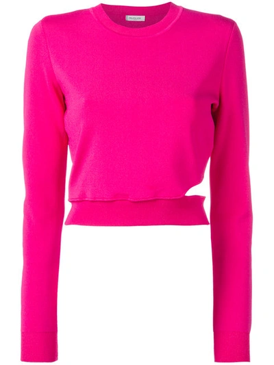 Mugler Cut-out Cropped Jumper In 3504 Cheeky Pink
